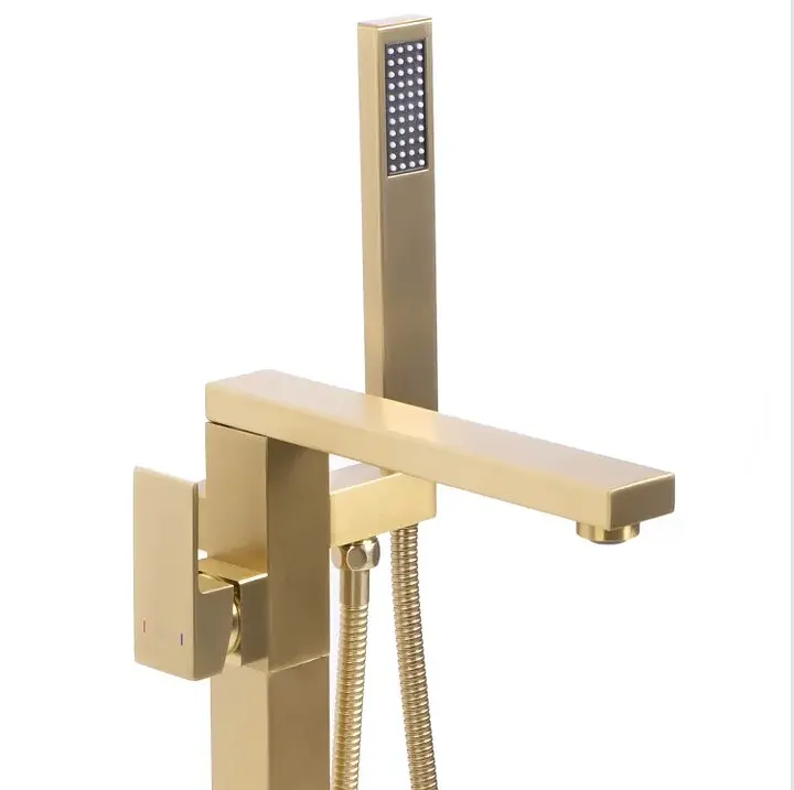 Змішувач для ванни Rea Tery brushed gold підлоговий REA-B5307, Золотий - фото 4