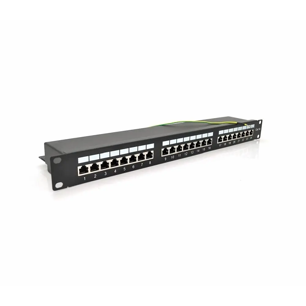 Патч-панель PiPo 24 порти FTP кат 5Е 19" 1U екранована чорна Q10 (73-00882) - фото 2