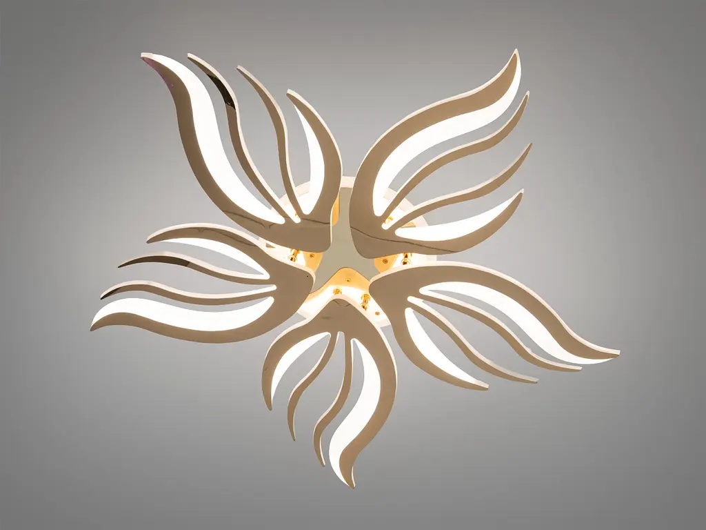Стельова LED люстра для спальні та вітальні Diasha 2527/5G золото 75 см 78W з пультом - фото 2