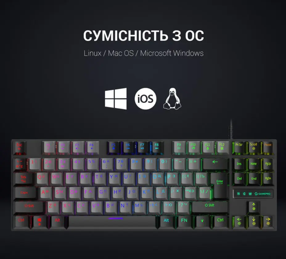 Клавиатура игровая механическая GamePro GPMK-100 Black USB Red Switch - фото 7