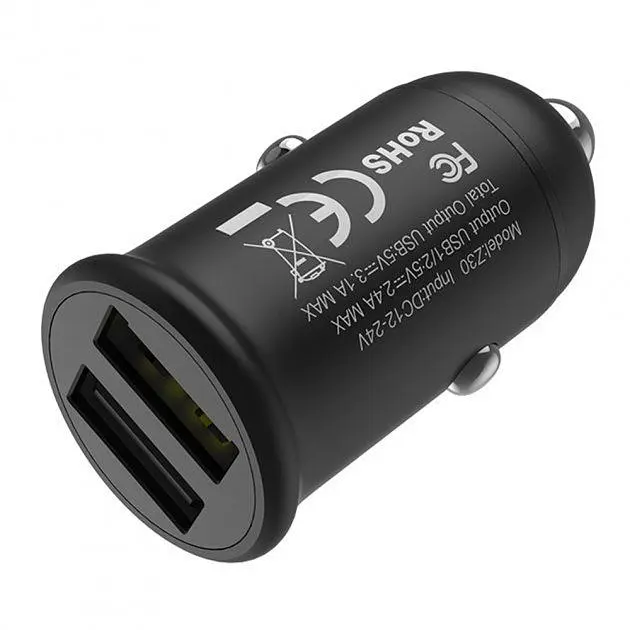 Автомобільний зарядний пристрій Hoco Z30 Car Charger 2USB 3.1A (Black) [69326] - фото 2
