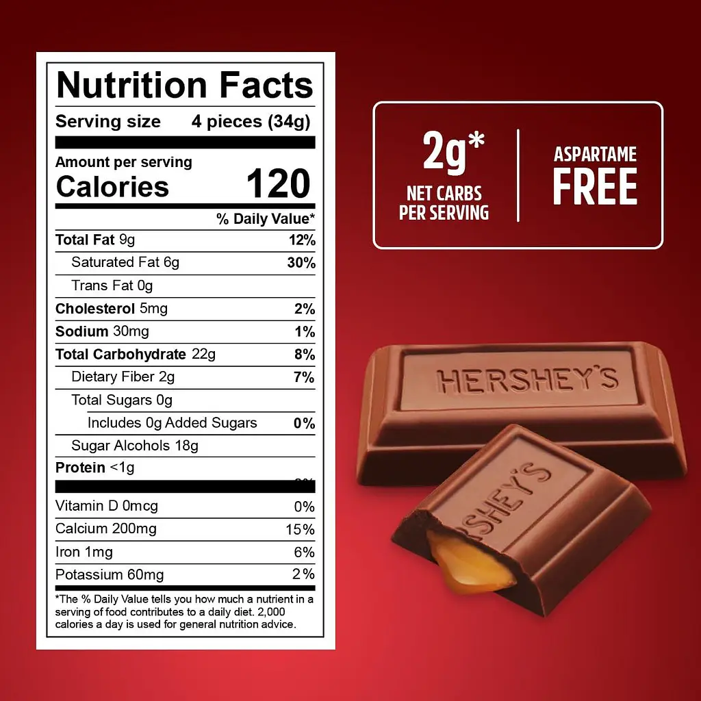Шоколадні цукерки Hershey's Zero Sugar Caramel Filled Chocolate Candy з карамельною начинкою 144г - фото 5