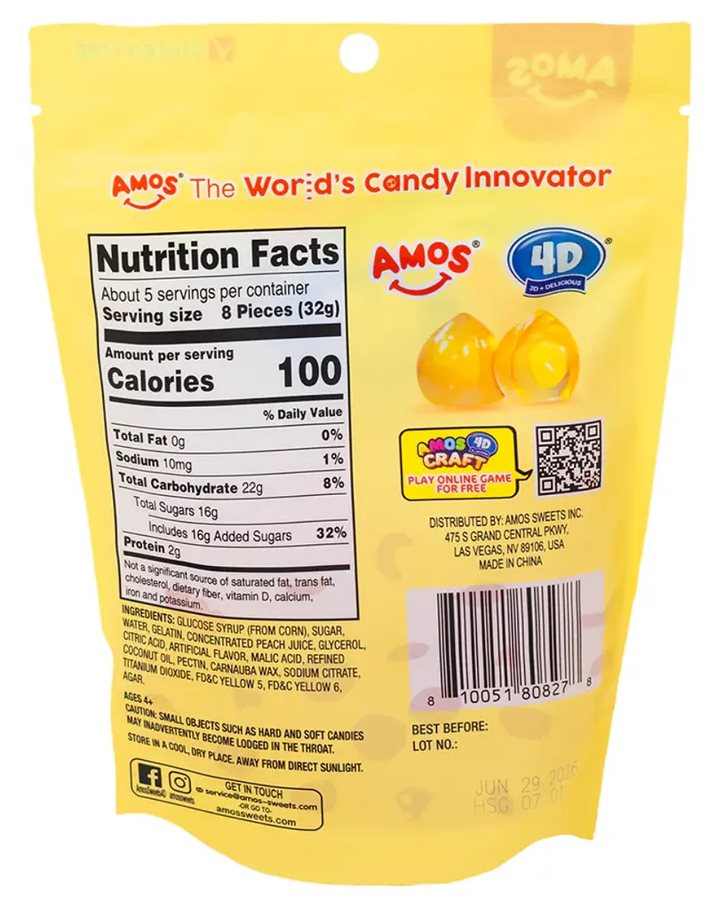 Желейні цукерки Amos 4D Fruit Gummy Peach Burst 65г - фото 2