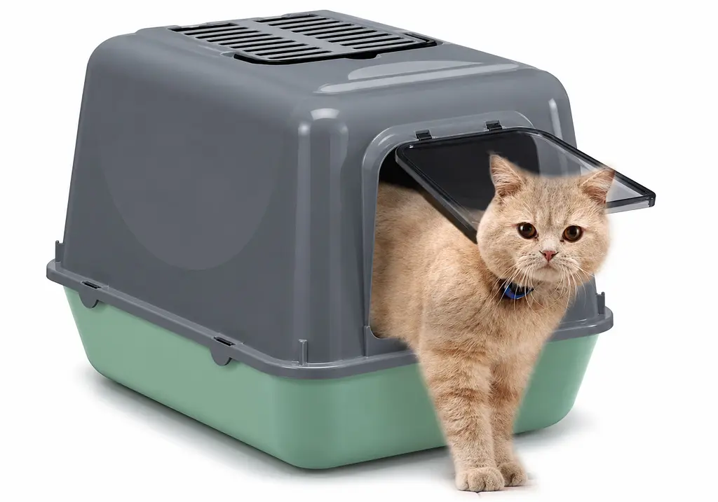 Закритий туалет для котів Ferplast Clear Cat 20 чорний 55x40x38 см 72053199 - фото 3