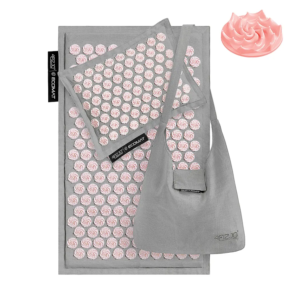 Килимок акупунктурний 4FIZJO Eco Mat Аплікатор Кузнєцова з подушкою 68 x 42 см Grey/Pink 4FJ0228 (P-5907739312174) - фото 2