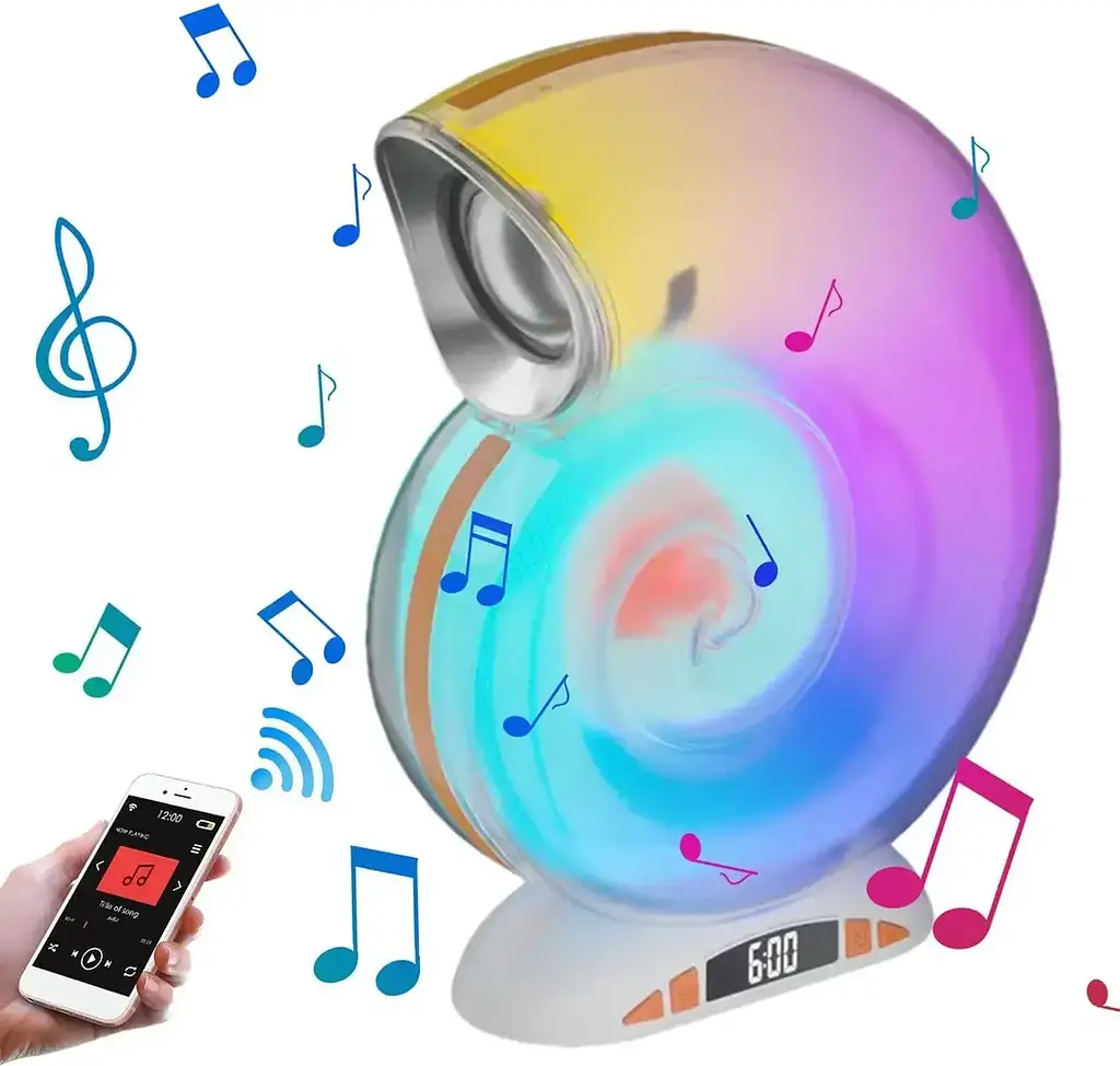 Бездротова розумна колонка нічник Равлик Conch Music Light 4 в 1 портативний RGB світильник з Bluetooth - фото 8