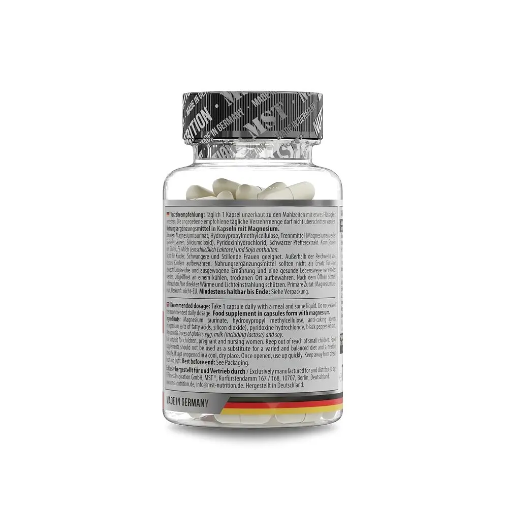 Магний таурат з вітаміном В6 MST Nutrition Magnesium Taurate + Vitamin B6, 60 капсул для підтримки  нервової та серцево-судинної системи - фото 3