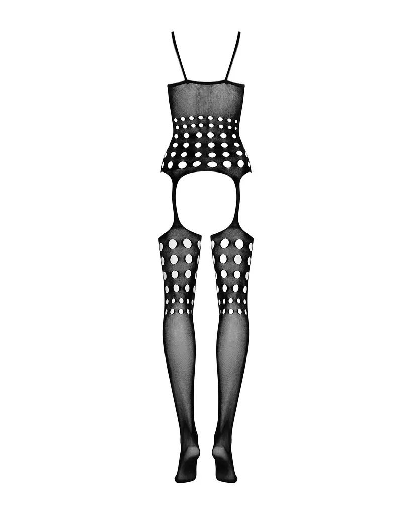 Бодістокінг Obsessive Bodystocking G310 S/M/L, топ, панчохи, підв’язки, круглі вирізи - фото 6