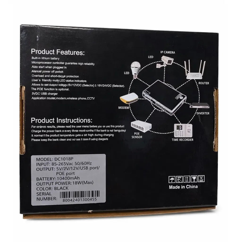 UPS ИБП бесперебойное питание для роутера, терминала ONU, DC 5/9/12V, USB Type-C, Voltronic DC18W 10400mAh - фото 5