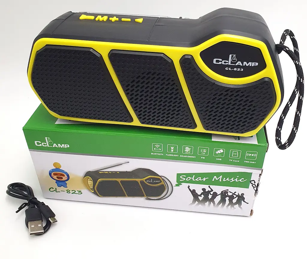 Радіоприймач ліхтар акумуляторний із сонячною панеллю та Bluetooth портативна колонка MP3 USB порт радіо світильник CCLAMP CL-823 жовтий - фото 6