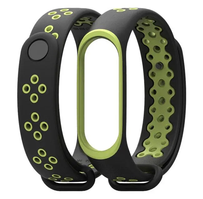 Силиконовый ремешок Primo Perfor Sport для фитнес-браслета Xiaomi Mi Band 3 Black Green - фото 3