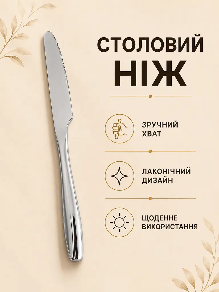 Набір столових приборів 24 предмети на 6 персон, ложки виделки ножі з нержавіючої сталі (49676231) - фото 7