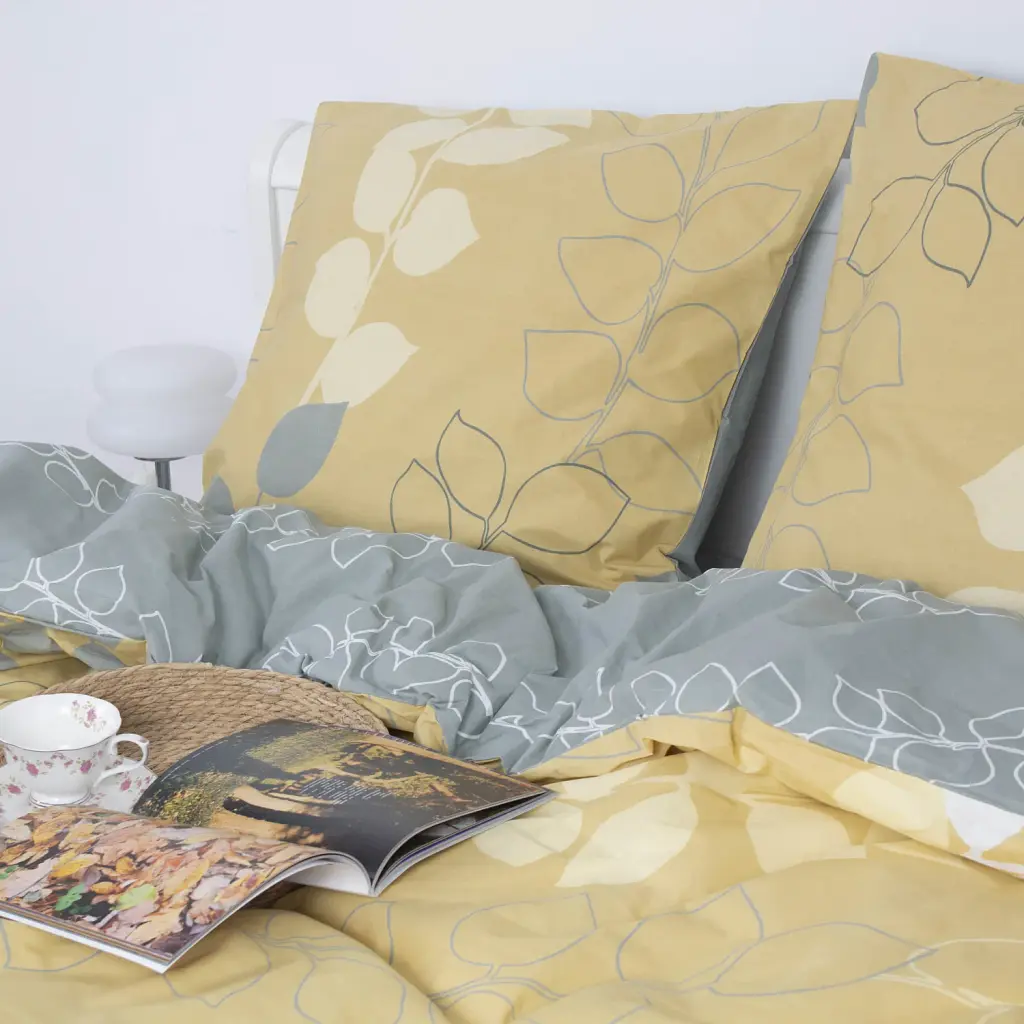 Комплект постільної білизни ТЕП Soft Dreams Grey Leaf євро бежевий сірий - фото 7