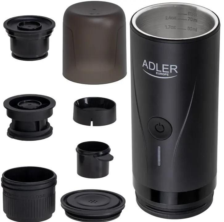 Портативна кавоварка Adler AD 4400 акумулятор 7500 мАг тиск 20 бар живлення від USB для мелених зерен та капсул Nespresso - фото 8