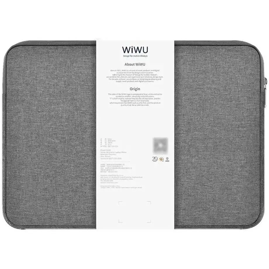Сумка для ноутбука Wiwu Minimalist Laptop Sleeve 14'' Grey - фото 8