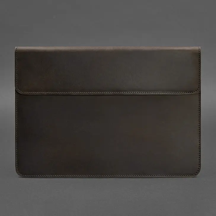 Кожаный чехол-конверт BlankNote на магнитах для MacBook 15 дюйм Темно-коричневый - фото 4