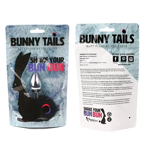 Анальна пробка FeelzToys Bunny Tails 7 см (чорний) - фото 3