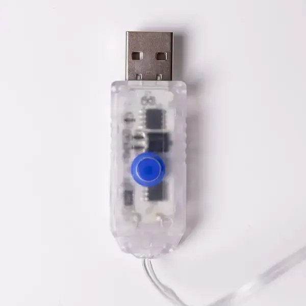 ЮСБ мережева гірлянда-штора кімнатна Роса новорічна 3х2 м USB 200 LED діодів 10 ниток для кімнати стін вікна мідний дріт прозорий колір світла Жовтий - фото 13