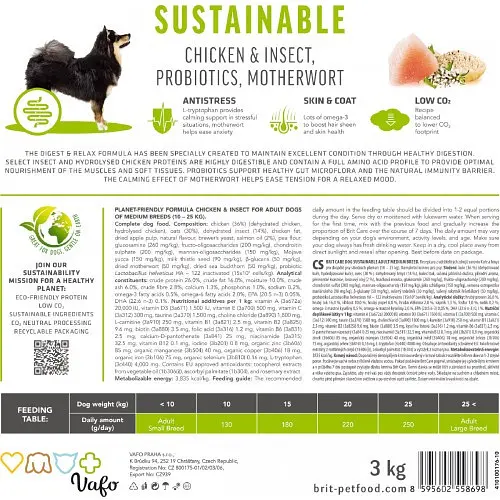 Сухий корм Brit Care Dog Sustainable Adult Medium Breed для собак середніх порід, з куркою та комахами, 12 кг - фото 7
