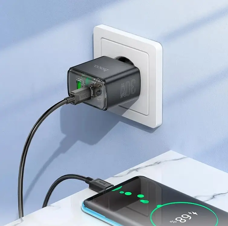 МЗП Hoco CS42A Smart PD30W+QC3.0 charger(EU) Black - фото 3