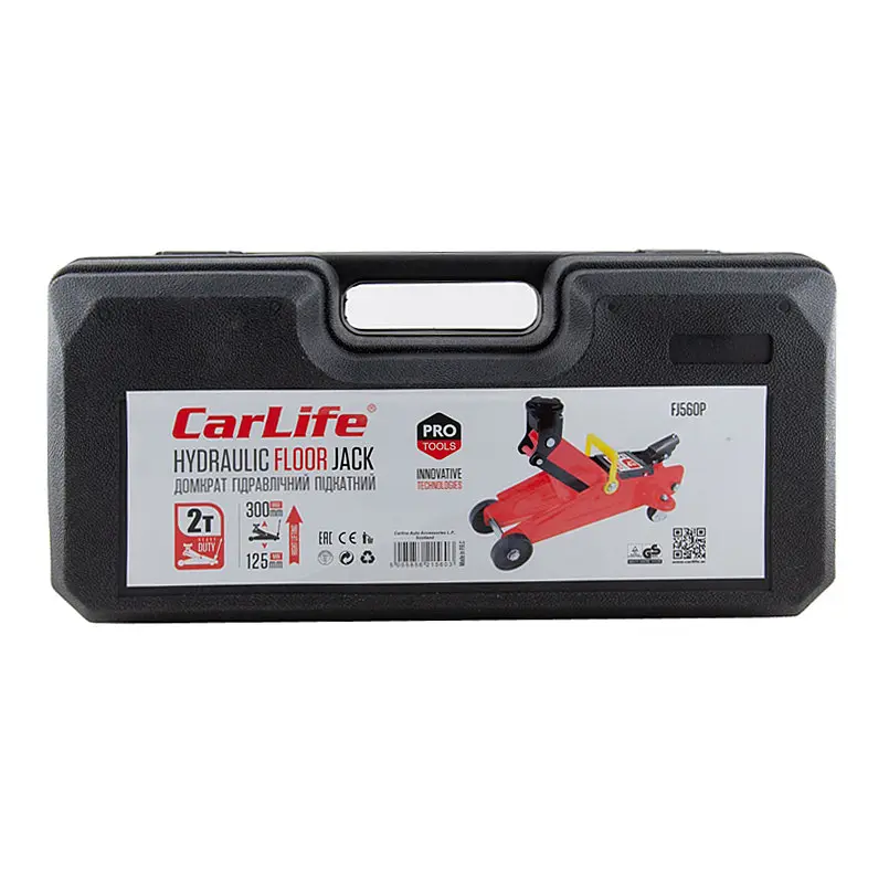 Домкрат підкатний CarLife 2 т 125-300 мм у кейсі (FJ560P) - фото 2