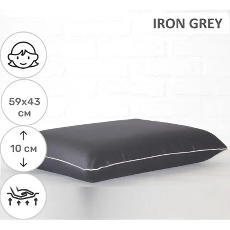 Подушка MirSon ортопедична 6070 Delicate satin Iron grey WoMen 59х43х10 (2200003262247) - фото 2