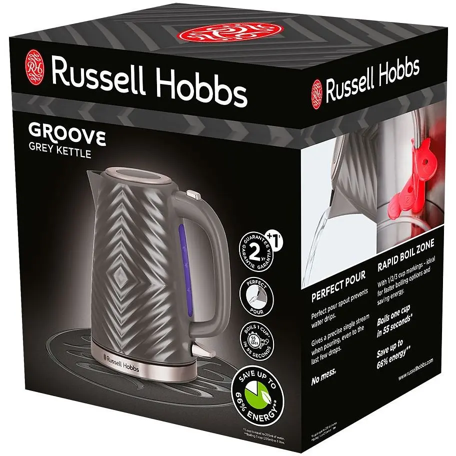 Електрочайник Russell Hobbs Groove Grey 1.7 л сірий (26382-70) - фото 2