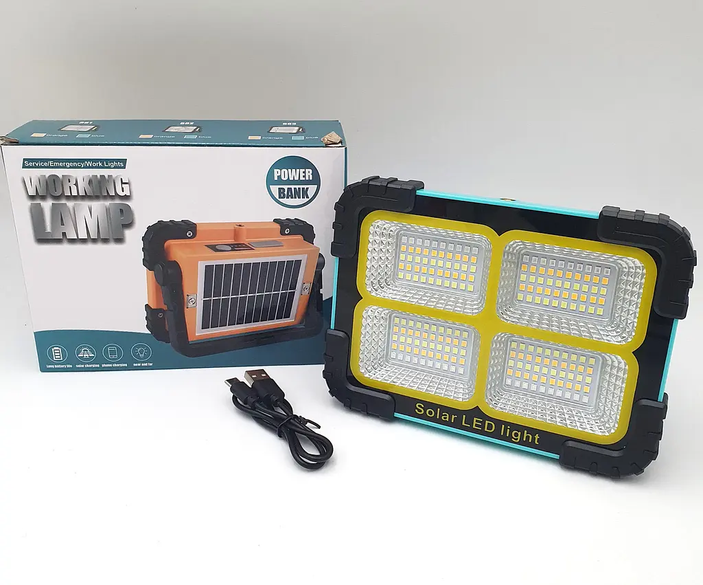LED Прожектор 30W акумуляторний світлодіодний із сонячною батареєю та функцією Power Bank 3600mAh ліхтар 13х18см UKC 881 - фото 3
