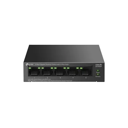 Комутатор TP-Link LiteWave LS105GP, Black, 5xRJ45 (1х10/100/1000 Mb/s, 4xGbE PoE+), некерований