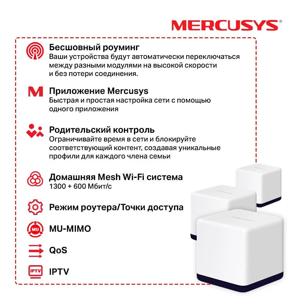 Роутер Mercusys HALO-H50G-3-PACK (HALO-H50G-3-PACK) - фото 6