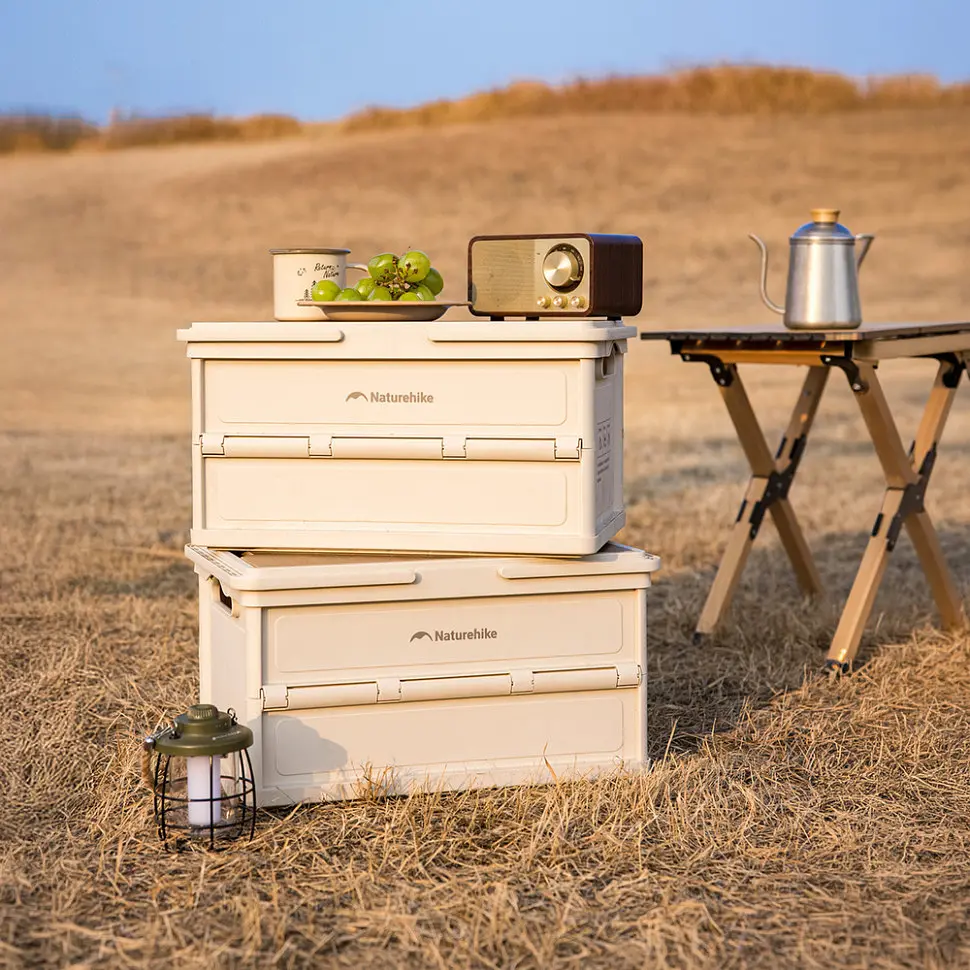 Складаний контейнер для зберігання з ручками Naturehike Lingyue R CNK2550XB017, 25 л, світло-бежево-сірий - фото 3