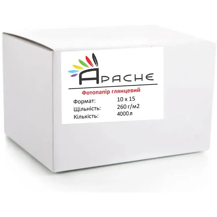 Фотопапір глянець Apache 260 г/м2 10x15 см Білий 4000 шт (10518)