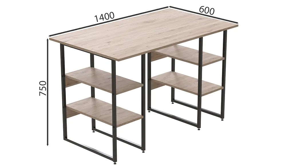 Компьютерный стол Ferrum-decor Карен 75x140x60 черный ДСП Дуб Сан-Марино 16мм (FRD-102053) - фото 4