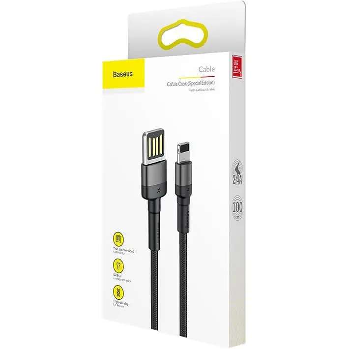 Кабель Baseus Cafule Lightning Special Edition 2.4A (1m) gray (CALKLF-GG1) - фото 3