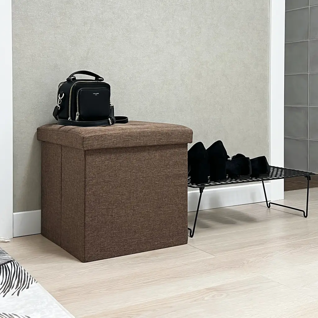 Пуф для хранения МВМ My Home 380х380х380 мм коричневый (TH-03 BROWN) - фото 6