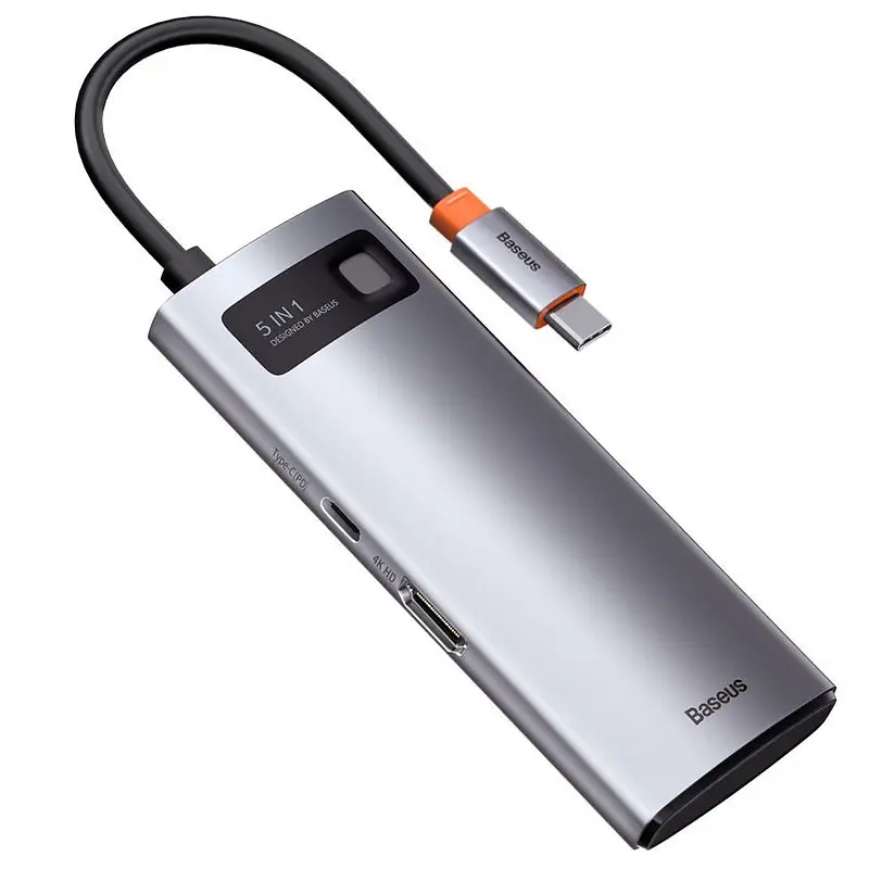 Перехідник HUB Baseus Metal Gleam Series 5-in-1 Type-C (CAHUB-CX) Gray - фото 2