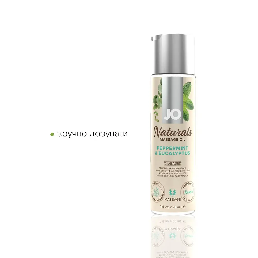 Масажна олія JO Naturals Massage Oil Peppermint & Eucalyptus, 120 мл - фото 3