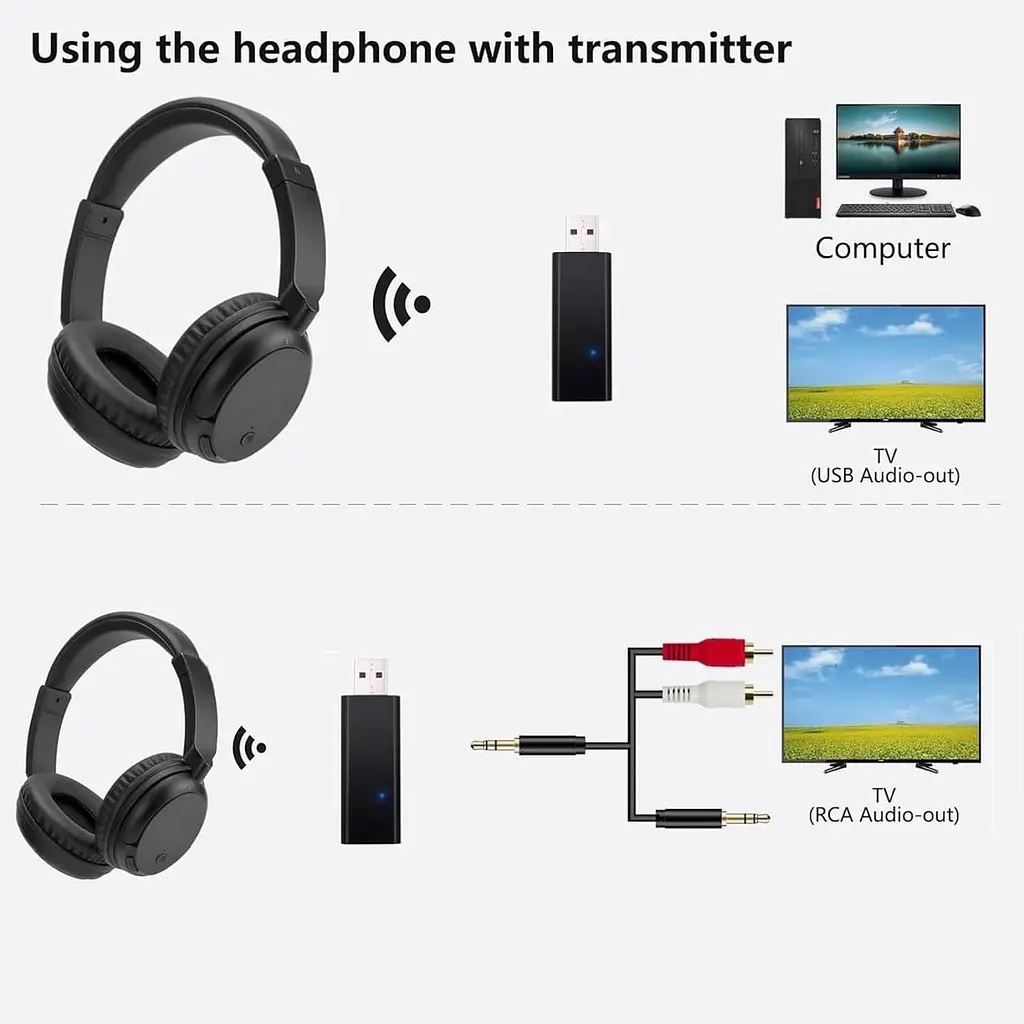 Бездротові Bluetooth-навушники Hi-Fi для телевізора, ПК та смартфона - фото 5