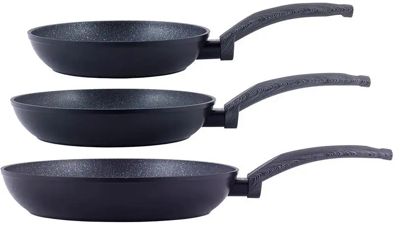 Набір сковорід Gregers Black, з антипригарним покриттям ILAG Kamille Ø20х4 см, Ø24х4,5 см, Ø28х5 см kuh0007352 - фото 2