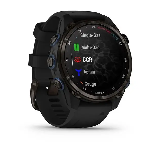 Смарт-часы Garmin Descent Mk3i 43 мм серый карбон DLC титановый с черным силиконовым ремешком - фото 2
