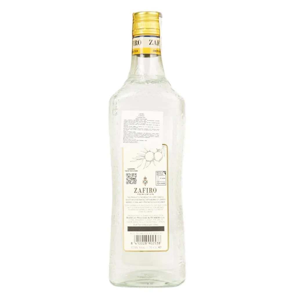 Джин Zafiro Classic 37.5% 0.7л - фото 2