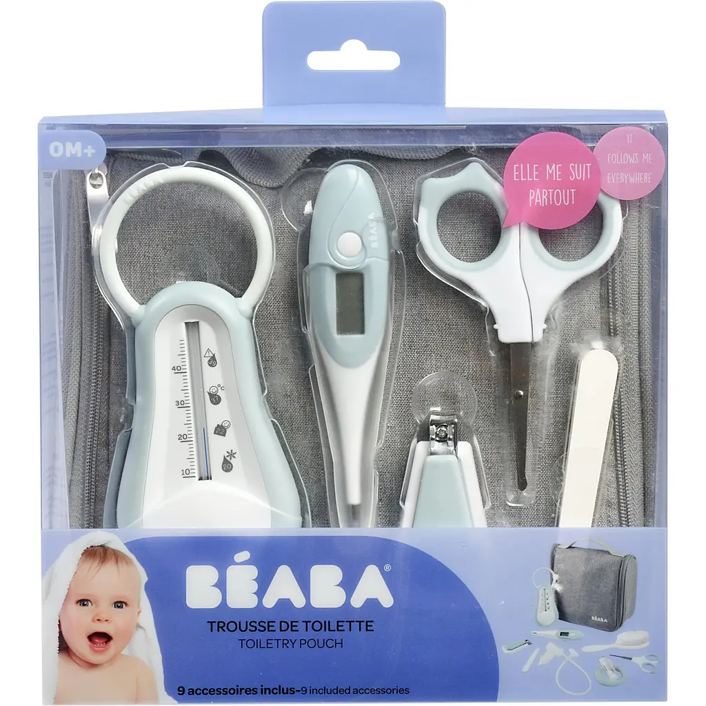 Косметичка Beaba с туалетными принадлежностями серая с зеленым (920381) - фото 8