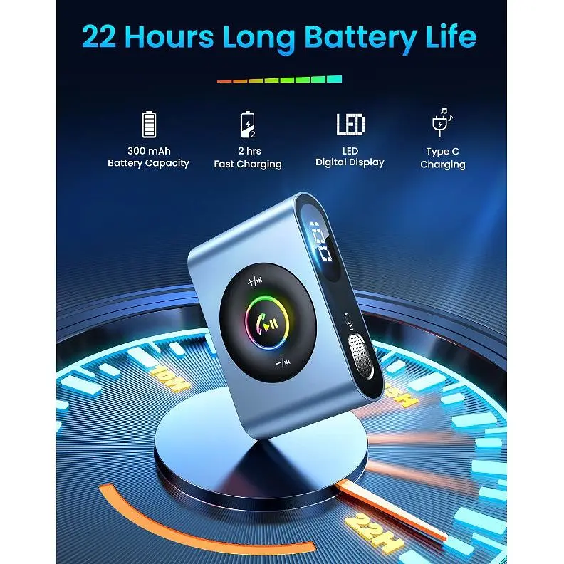 Автомобільний ФМ-блютуз-модулятор Joyroom JR-CB1 Bluetooth ресивер-приймач аудіоадаптер чорний - фото 5