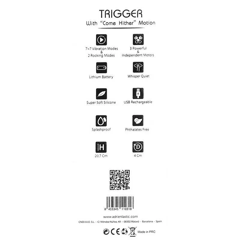 Вібратор Adrien Lastic Trigger з масажними рухами ствола, 20.1х4 см рожевий - фото 4