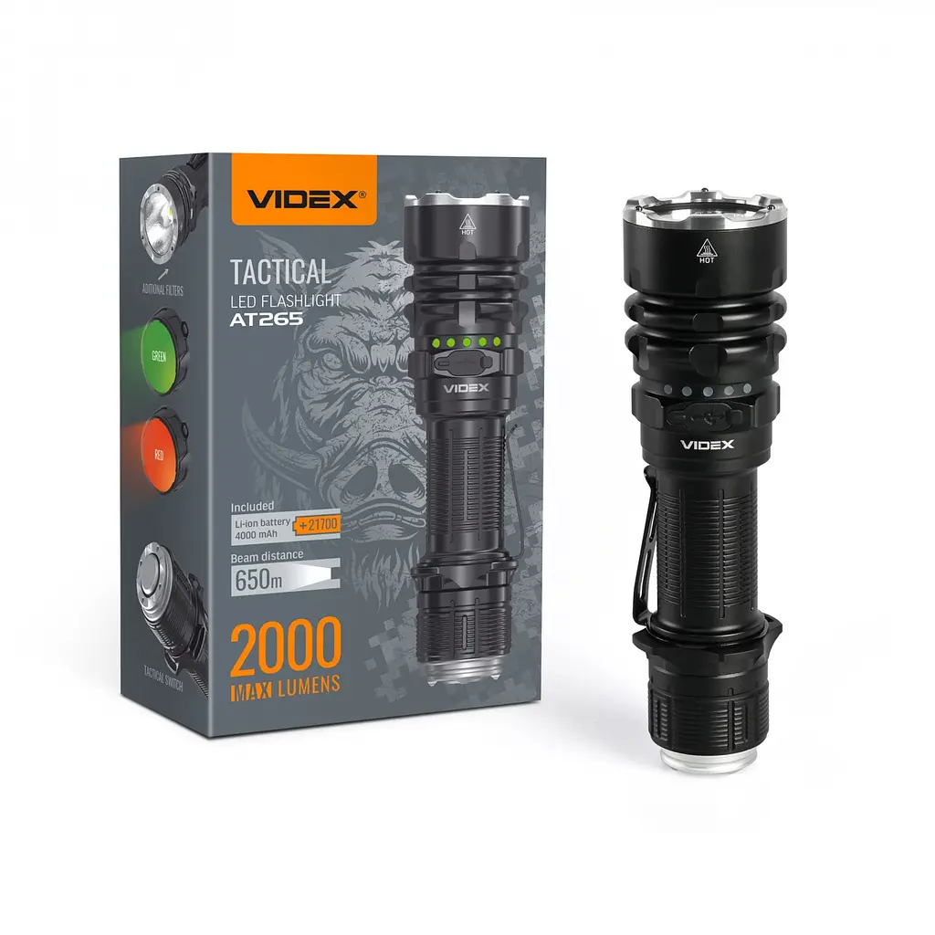 Тактический светодиодный фонарик Videx VLF-AT265 2000 Lm 6500 K (VLF-AT265) - фото 2