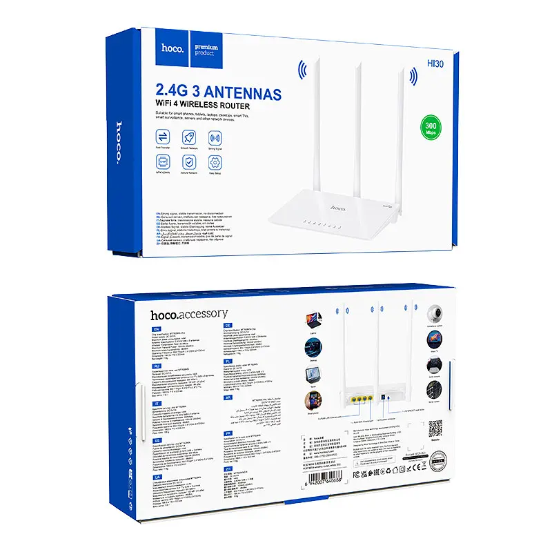 Бездротовий маршрутизатор (роутер) Hoco HI30 Wi-Fi 4 - фото 2