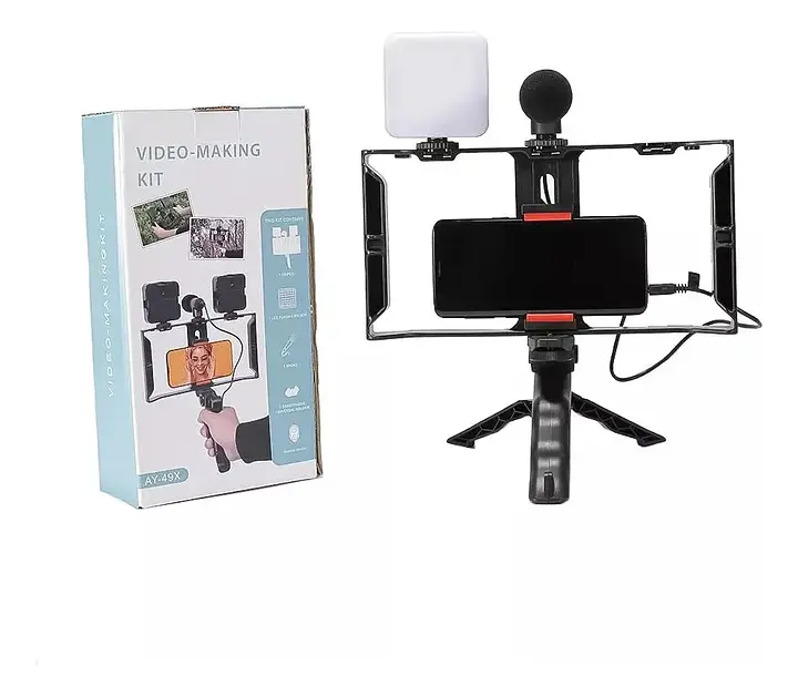 Комплект для влогінгу Video Making Kit AY49X для смартфона • Набір для блогінгу AY49X для смартфона з мікрофоном та світлом - фото 2
