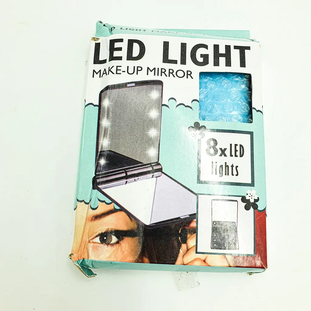 Дзеркало кишенькове дорожнє з LED підсвічуванням складне міні дзеркальце Make ap Mirror блакитний - фото 7