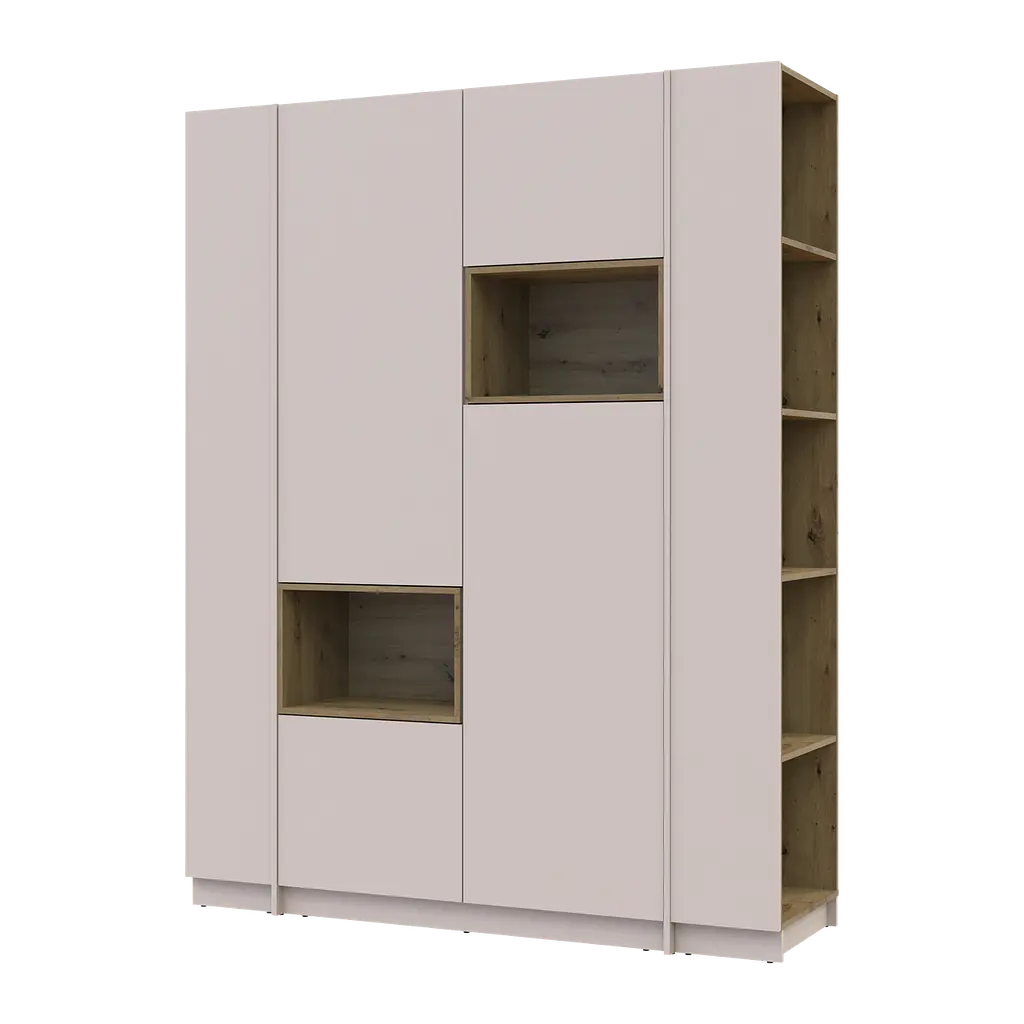 Шафа для одягу з нішою та етажеркою Doros Дейл Кашемір/Дуб Артизан 2 ДСП 143.2х52х220 (44900336) - фото 6