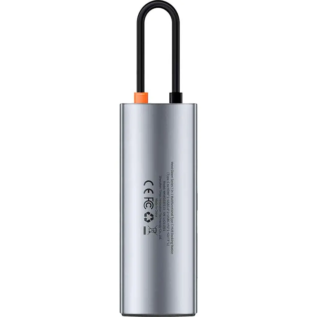 USB-хаб Baseus Metal Gleam Series 7-in-1 Multifunctional Type-C HUB Gray (WKWG020113) [72632] - фото 3